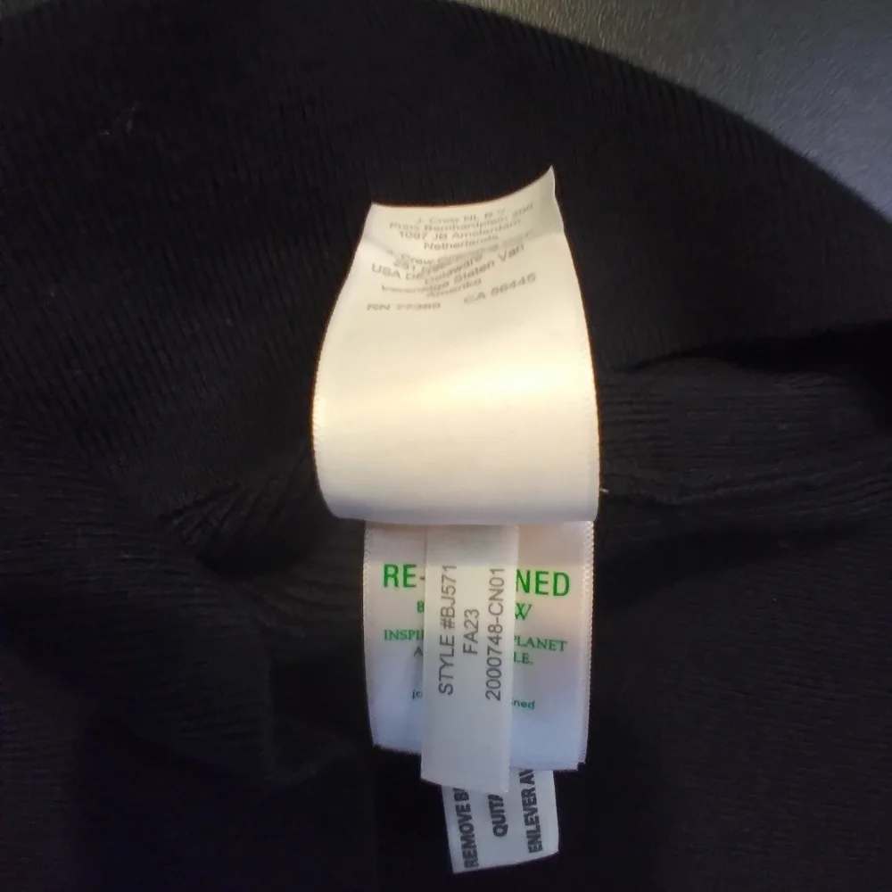 J Crew Womens Black Merino Wool Blend Sweater Size S Ruffle Collar Minimalist